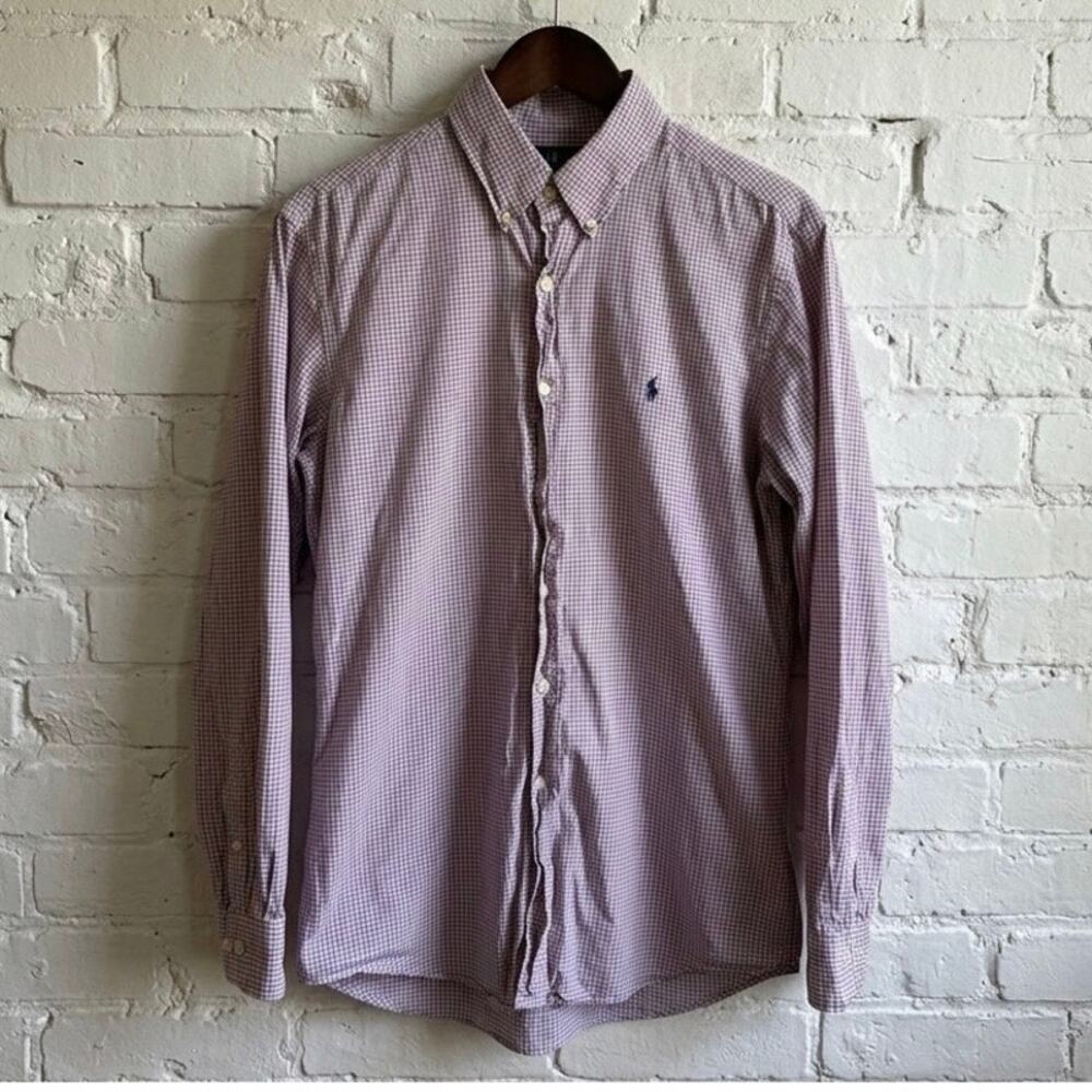 Ralph Lauren Purple Plaid Grid Cotton Long Sleeve Button Down Shirt